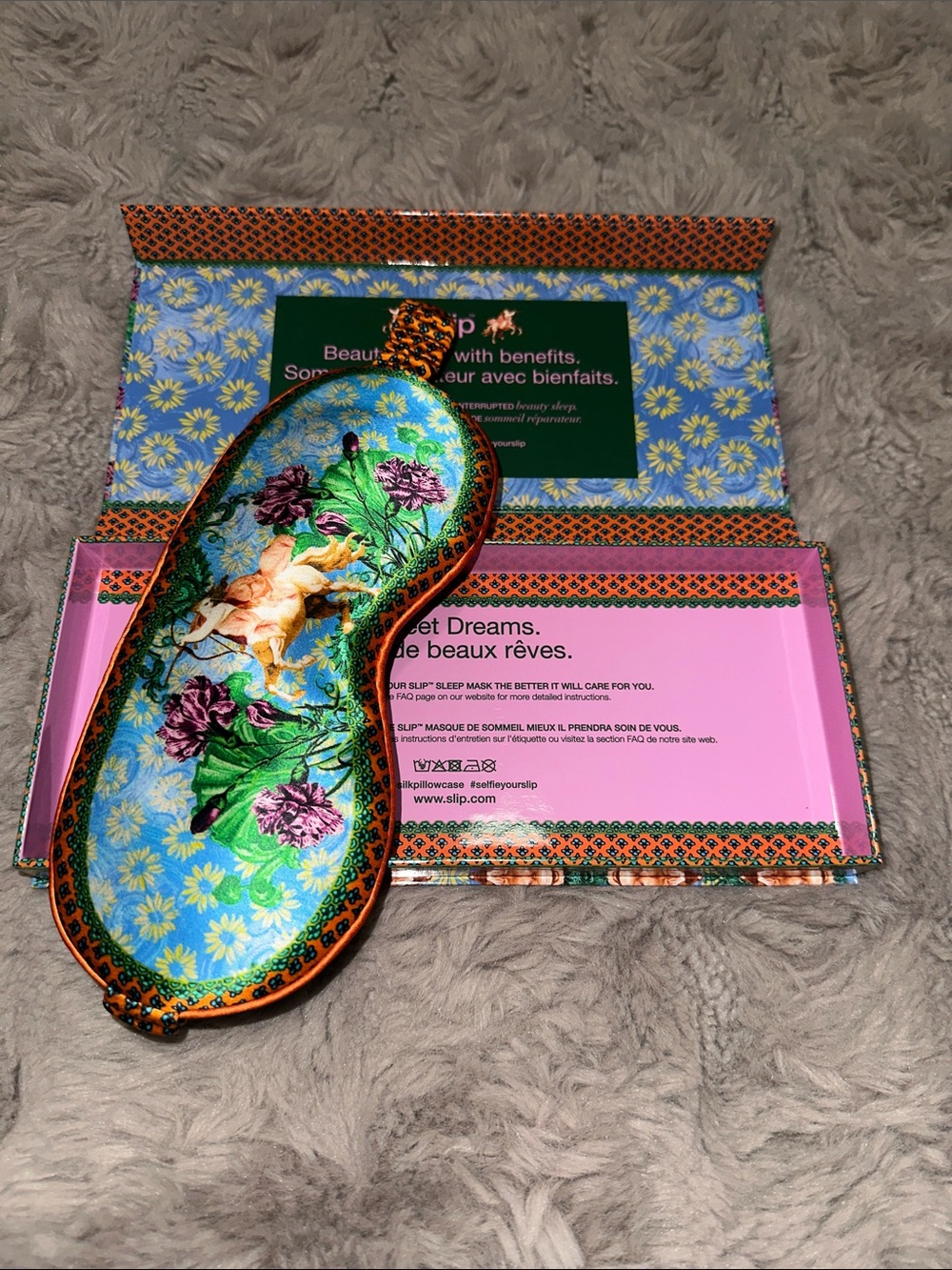slip Sagittarius Zodiac Pure Silk Sleep Mask - Pink & Floral - Picture 4 of 7